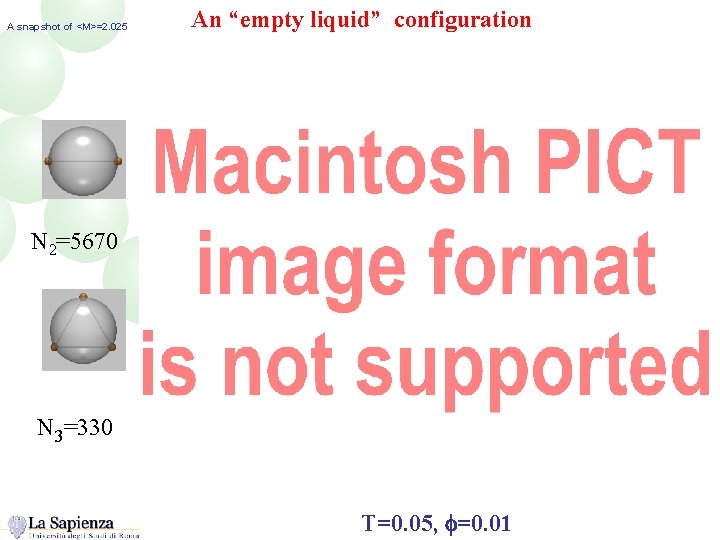 A snapshot of <M>=2. 025 An “empty liquid” configuration N 2=5670 N 3=330 T=0.