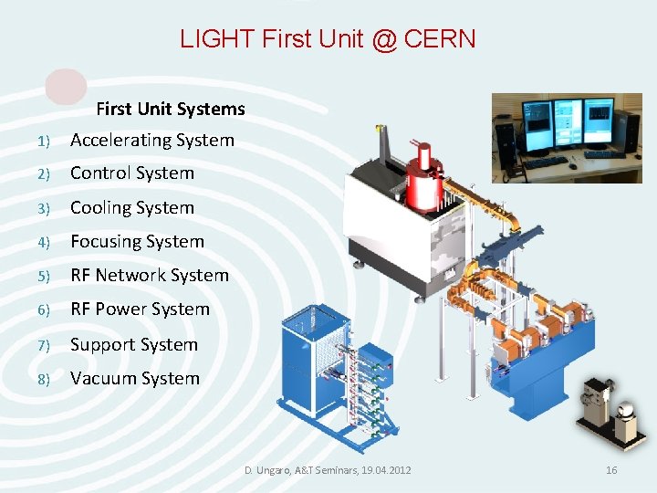 LIGHT First Unit @ CERN First Unit Systems 1) Accelerating System 2) Control System LIGHT First Unit @ CERN First Unit Systems 1) Accelerating System 2) Control System