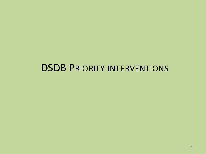 DSDB PRIORITY INTERVENTIONS 27 