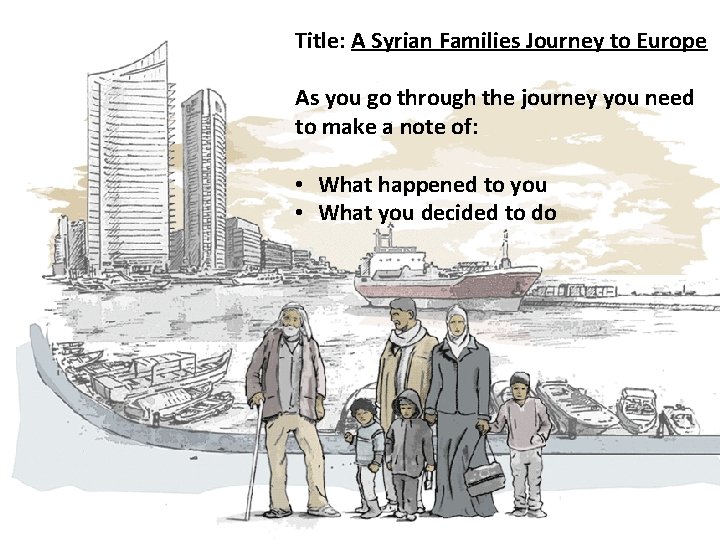 Title: A Syrian Families Journey to Europe As you go through the journey you