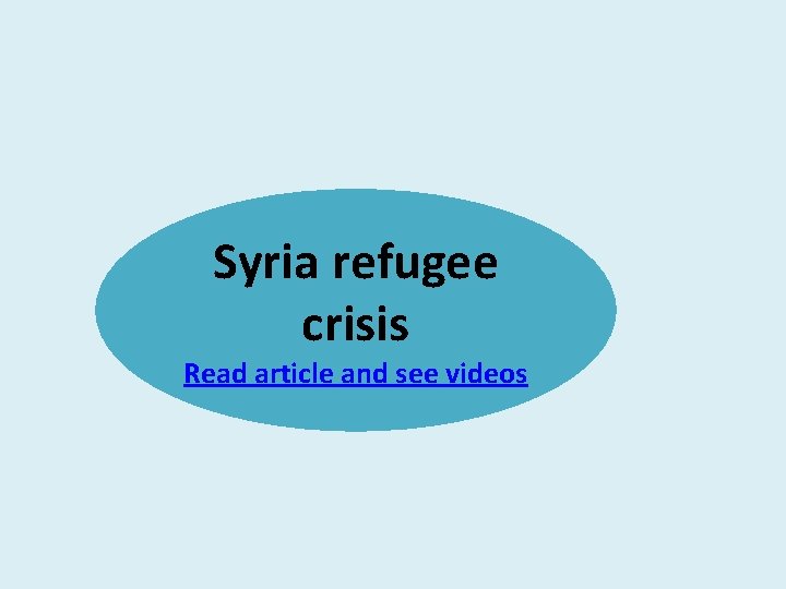 Syria refugee crisis Read article and see videos 
