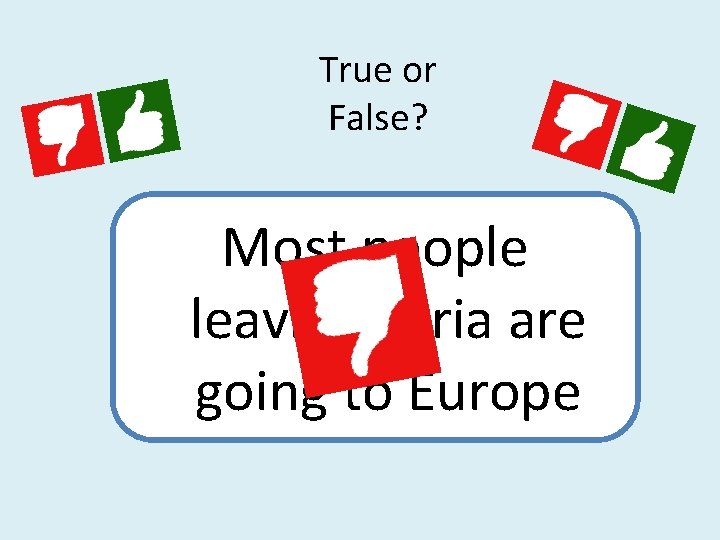 True or False? Most people leaving Syria are going to Europe 