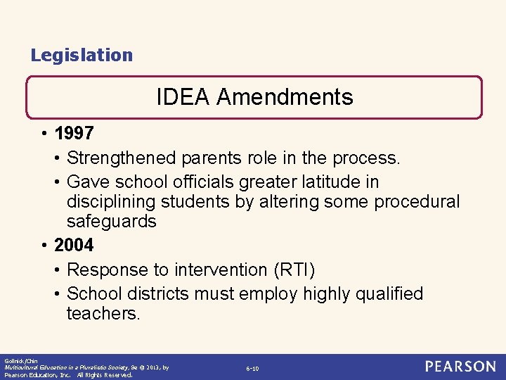 Legislation IDEA Amendments • 1997 • Strengthened parents role in the process. • Gave
