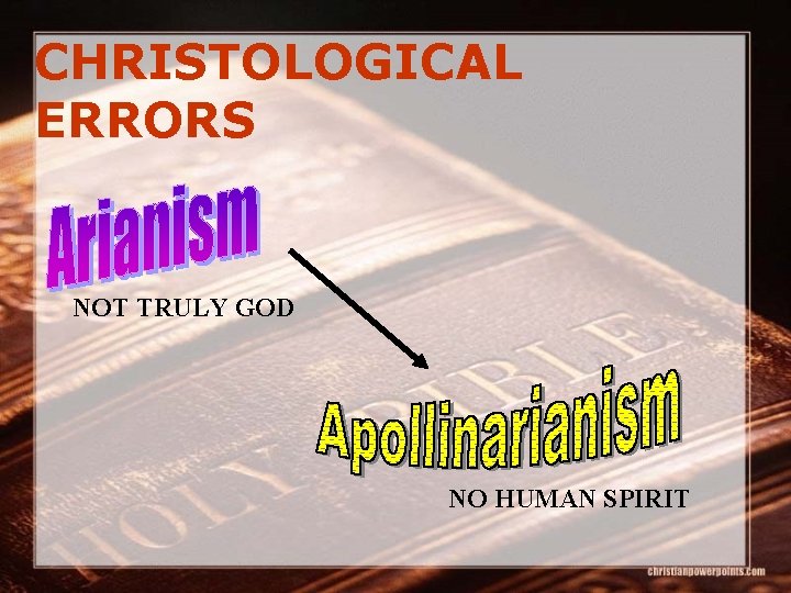 CHRISTOLOGICAL ERRORS NOT TRULY GOD NO HUMAN SPIRIT 