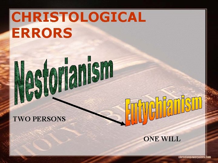 CHRISTOLOGICAL ERRORS TWO PERSONS ONE WILL 
