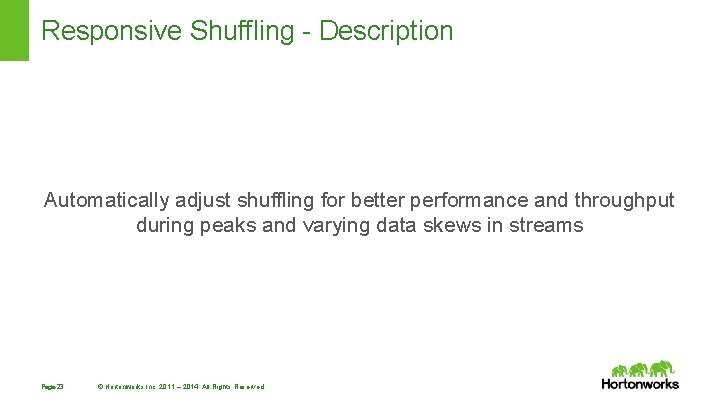 Responsive Shuffling - Description Automatically adjust shuffling for better performance and throughput during peaks Responsive Shuffling - Description Automatically adjust shuffling for better performance and throughput during peaks