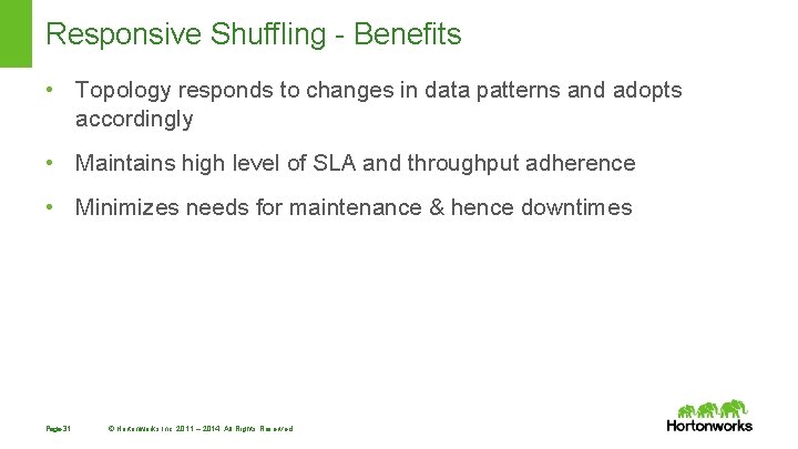 Responsive Shuffling - Benefits • Topology responds to changes in data patterns and adopts Responsive Shuffling - Benefits • Topology responds to changes in data patterns and adopts