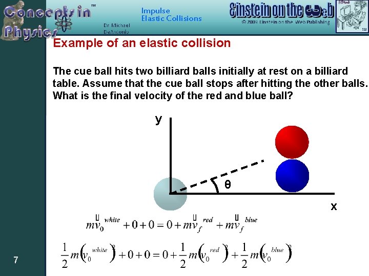 Impulse Elastic Collisions Example of an elastic collision The cue ball hits two billiard