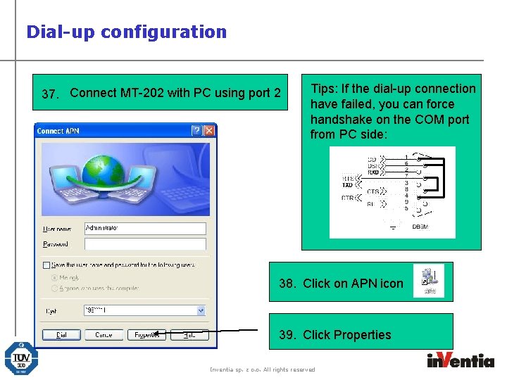Dial-up configuration 37. Connect MT-202 with PC using port 2 Tips: If the dial-up