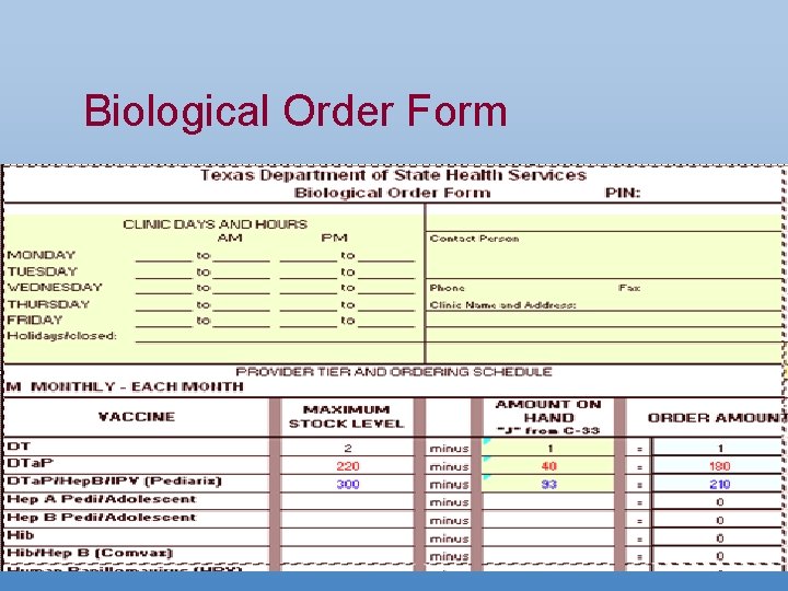 Biological Order Form 