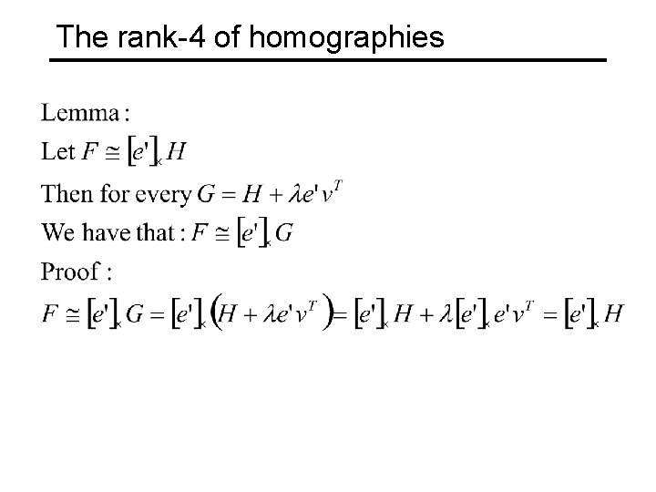 The rank-4 of homographies 