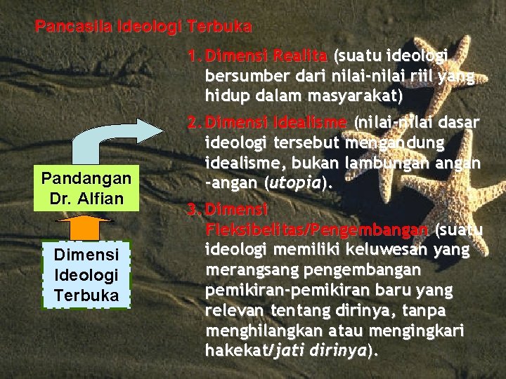 Pancasila Ideologi Terbuka Pandangan Dr. Alfian Dimensi Ideologi Terbuka 1. Dimensi Realita (suatu ideologi