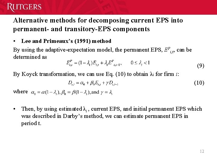 Alternative methods for decomposing current EPS into permanent- and transitory-EPS components • Lee and Alternative methods for decomposing current EPS into permanent- and transitory-EPS components • Lee and