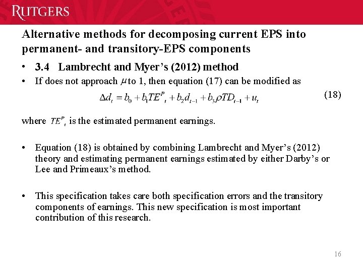 Alternative methods for decomposing current EPS into permanent- and transitory-EPS components • 3. 4 Alternative methods for decomposing current EPS into permanent- and transitory-EPS components • 3. 4