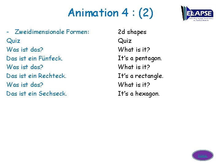 Animation 4 : (2) - Zweidimensionale Formen: Quiz Was ist das? Das ist ein