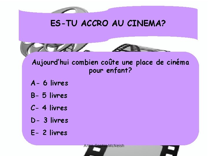 ES-TU ACCRO AU CINEMA? Aujourd’hui combien coûte une place de cinéma pour enfant? A-