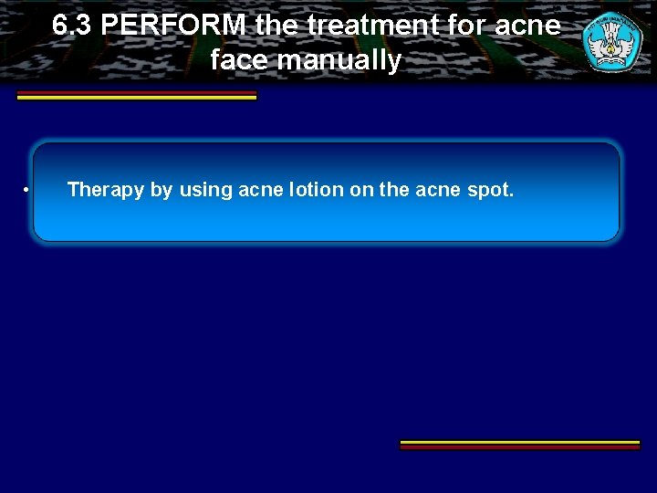 6. 3 PERFORM the treatment for acne face manually • Therapy by using acne