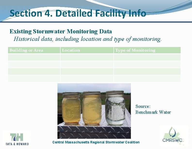 Section 4. Detailed Facility Info Existing Stormwater Monitoring Data Historical data, including location and