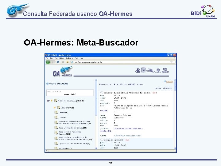 Consulta Federada usando OA-Hermes: Meta-Buscador - 16 - 