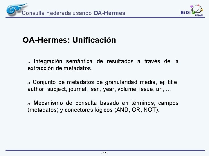 Consulta Federada usando OA-Hermes: Unificación Integración semántica de resultados a través de la extracción