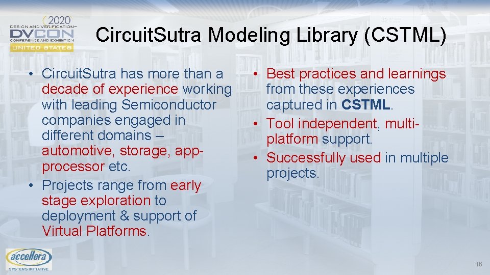 Circuit. Sutra Modeling Library (CSTML) • Circuit. Sutra has more than a decade of
