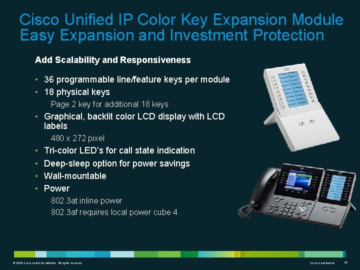 Cisco Unified IP Color Key Expansion Module Easy Expansion and Investment Protection Add Scalability