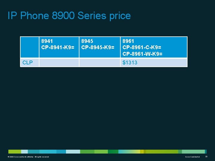 IP Phone 8900 Series price 8941 CP-8941 -K 9= CLP © 2010 Cisco and/or