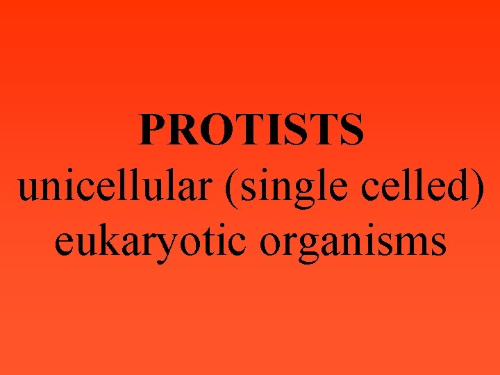 PROTISTS unicellular (single celled) eukaryotic organisms 