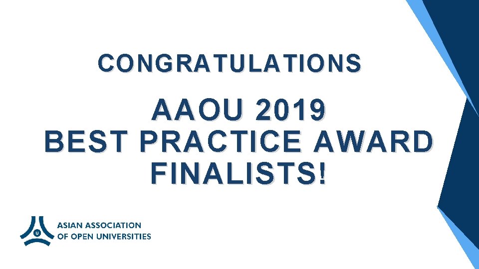 CONGRATULATIONS AAOU 2019 BEST PRACTICE AWARD FINALISTS! 