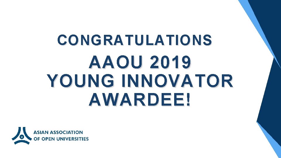 CONGRATULATIONS AAOU 2019 YOUNG INNOVATOR AWARDEE! 