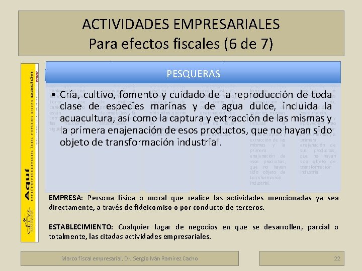 ACTIVIDADES EMPRESARIALES Para efectos fiscales (6 de 7) CÓDIGO FISCAL DE LA FEDERACIÓN (CFF)