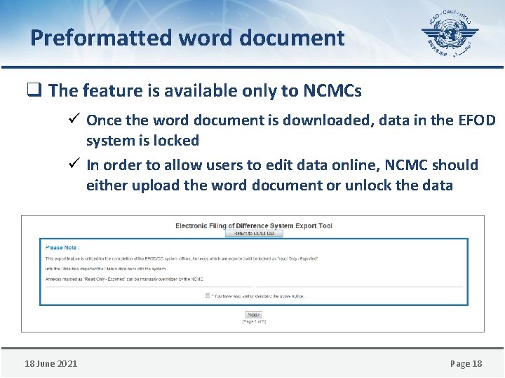 Preformatted word document q The feature is available only to NCMCs ü Once the