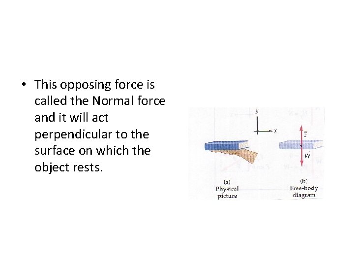  • This opposing force is called the Normal force and it will act