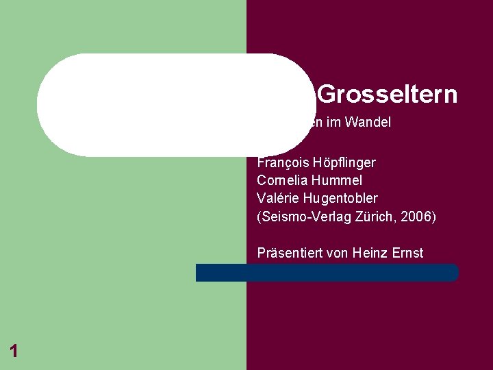 Enkelkinder und ihre Grosseltern Intergenerationelle Beziehungen im Wandel François Höpflinger Cornelia Hummel Valérie Hugentobler