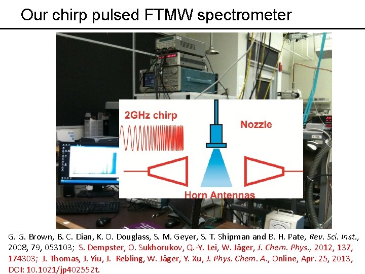 Our chirp pulsed FTMW spectrometer G. G. Brown, B. C. Dian, K. O. Douglass,