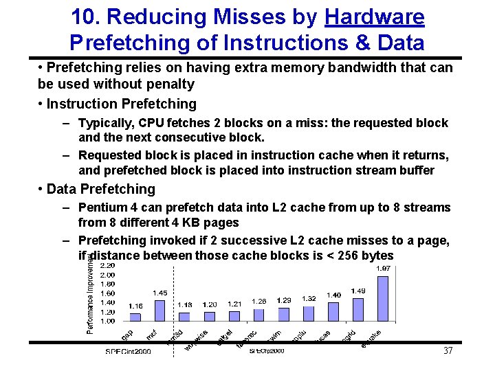 10. Reducing Misses by Hardware Prefetching of Instructions & Data • Prefetching relies on