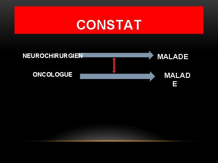 CONSTAT NEUROCHIRURGIEN ONCOLOGUE MALAD E 