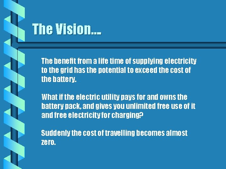 The Vision…. The benefit from a life time of supplying electricity to the grid The Vision…. The benefit from a life time of supplying electricity to the grid