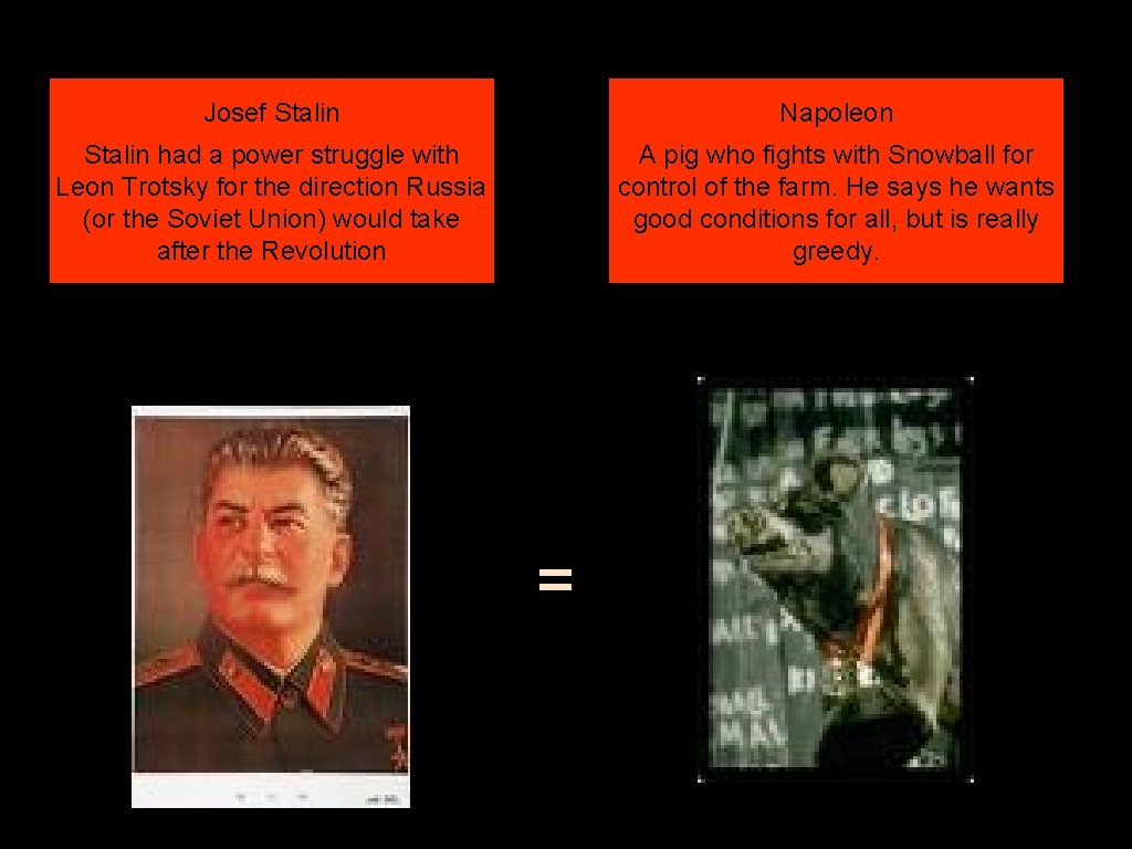 Josef Stalin Napoleon Stalin had a power struggle with Leon Trotsky for the direction