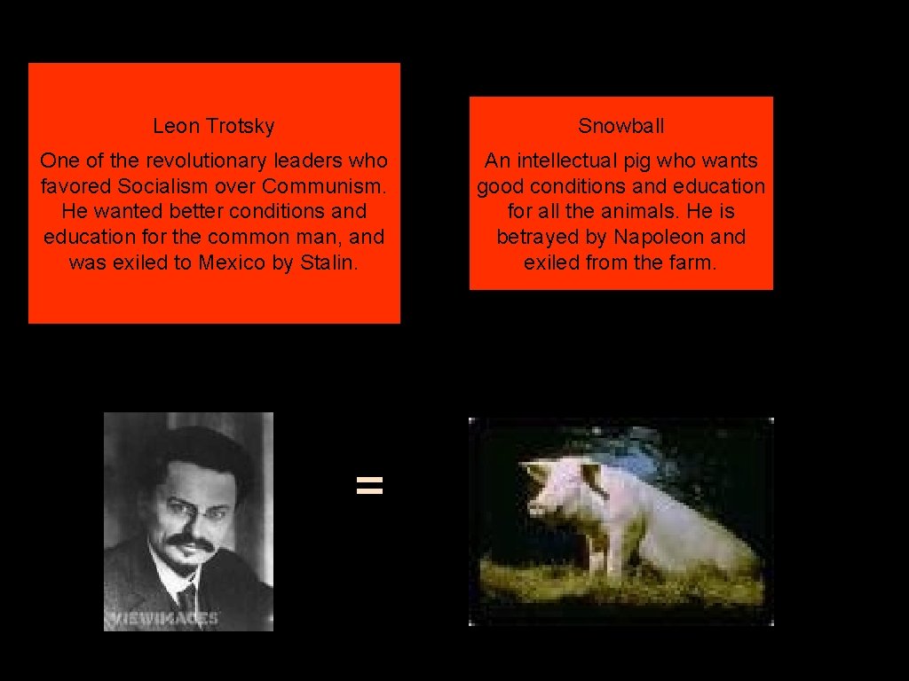 Leon Trotsky Snowball One of the revolutionary leaders who favored Socialism over Communism. He