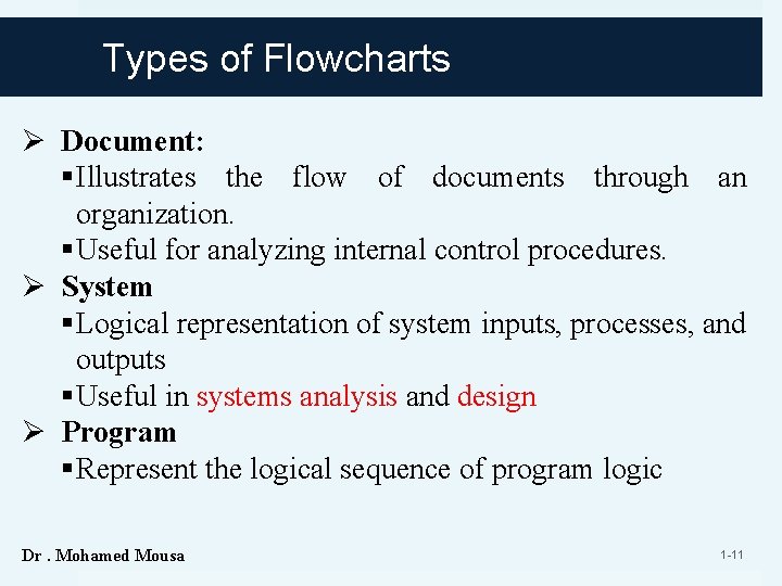 Types of Flowcharts Ø Document: §Illustrates the flow of documents through an organization. §Useful