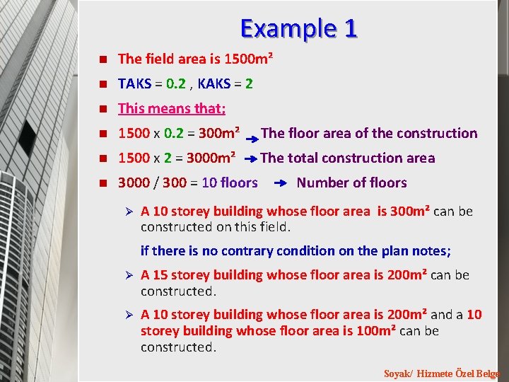 Example 1 n The field area is 1500 m² n TAKS = 0. 2 Example 1 n The field area is 1500 m² n TAKS = 0. 2