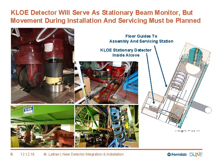 KLOE Detector Will Serve As Stationary Beam Monitor, But Movement During Installation And Servicing