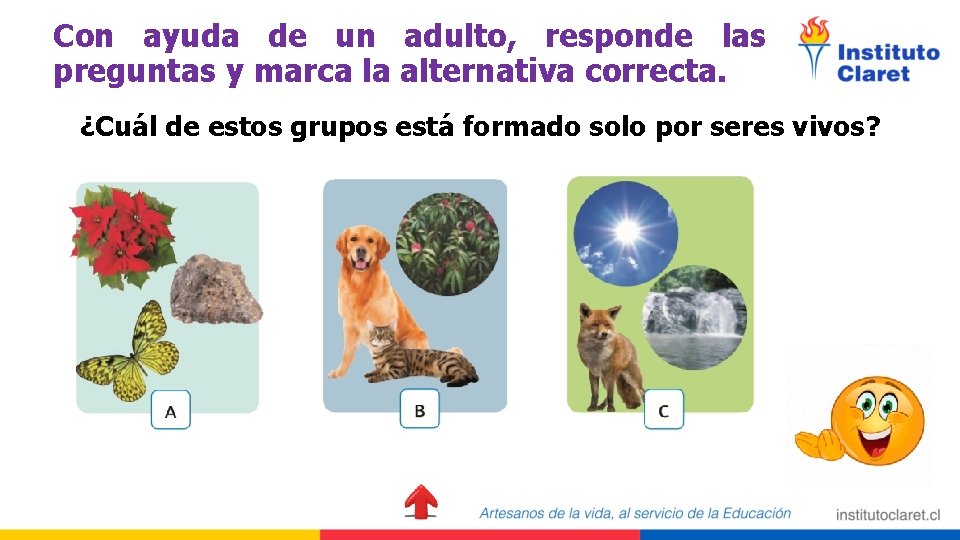 Con ayuda de un adulto, responde las preguntas y marca la alternativa correcta. ¿Cuál