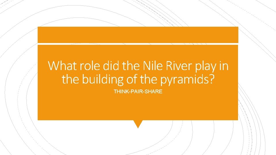 What role did the Nile River play in the building of the pyramids? THINK-PAIR-SHARE