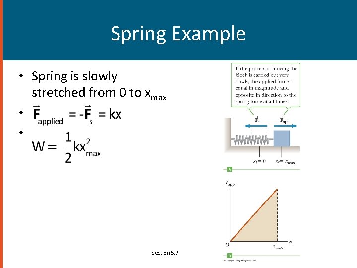 Spring Example • Spring is slowly stretched from 0 to xmax • • Section