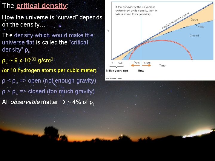 The critical density: How the universe is “curved” depends on the density… The density