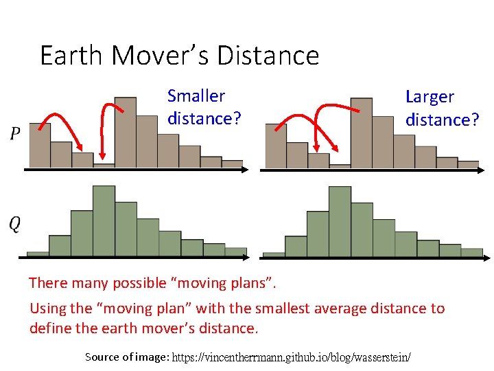 Earth Mover’s Distance Smaller distance? Larger distance? There many possible “moving plans”. Using the Earth Mover’s Distance Smaller distance? Larger distance? There many possible “moving plans”. Using the