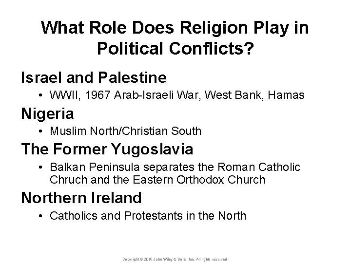 What Role Does Religion Play in Political Conflicts? Israel and Palestine • WWII, 1967