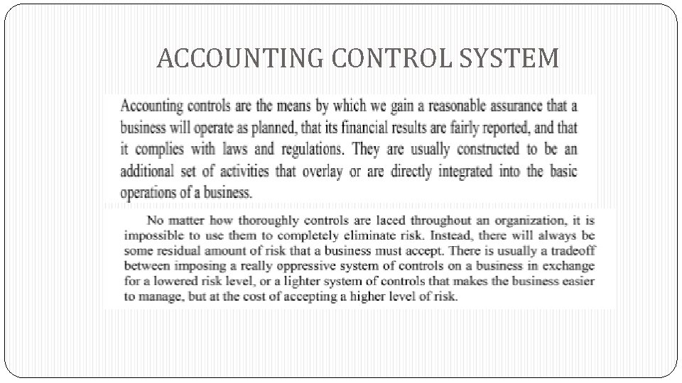 ACCOUNTING CONTROL SYSTEM 